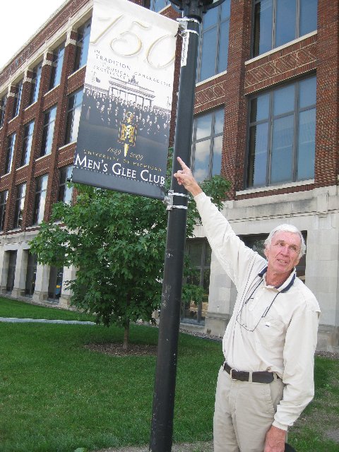 University of Michigan Men's Glee Club / Street pole banners, Pete points out himself in the vintage photo